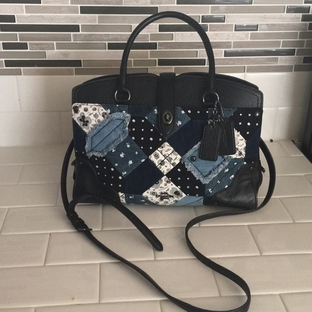 Beautiful denim and leather coach bag